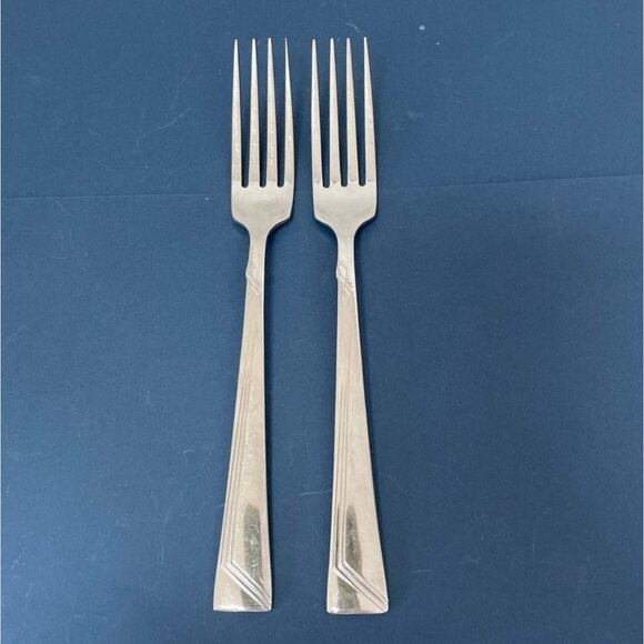 Vintage Oneida Community Era Pattern Dinner Forks Set of 2 Silverplate Art Deco - Picture 2 of 6